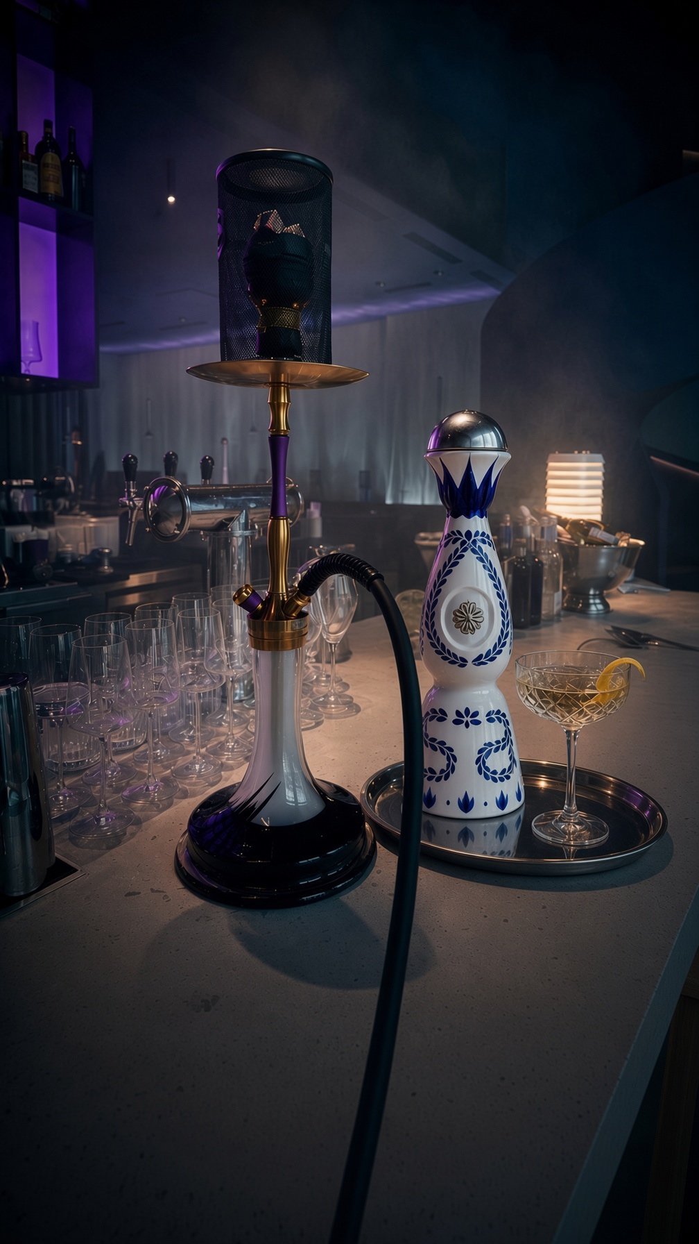 Clase Azul и кальян на барной стойке Cloud 9